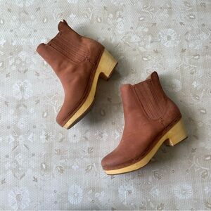 Clog Booties Heel Brown Wood - Women’s US 8